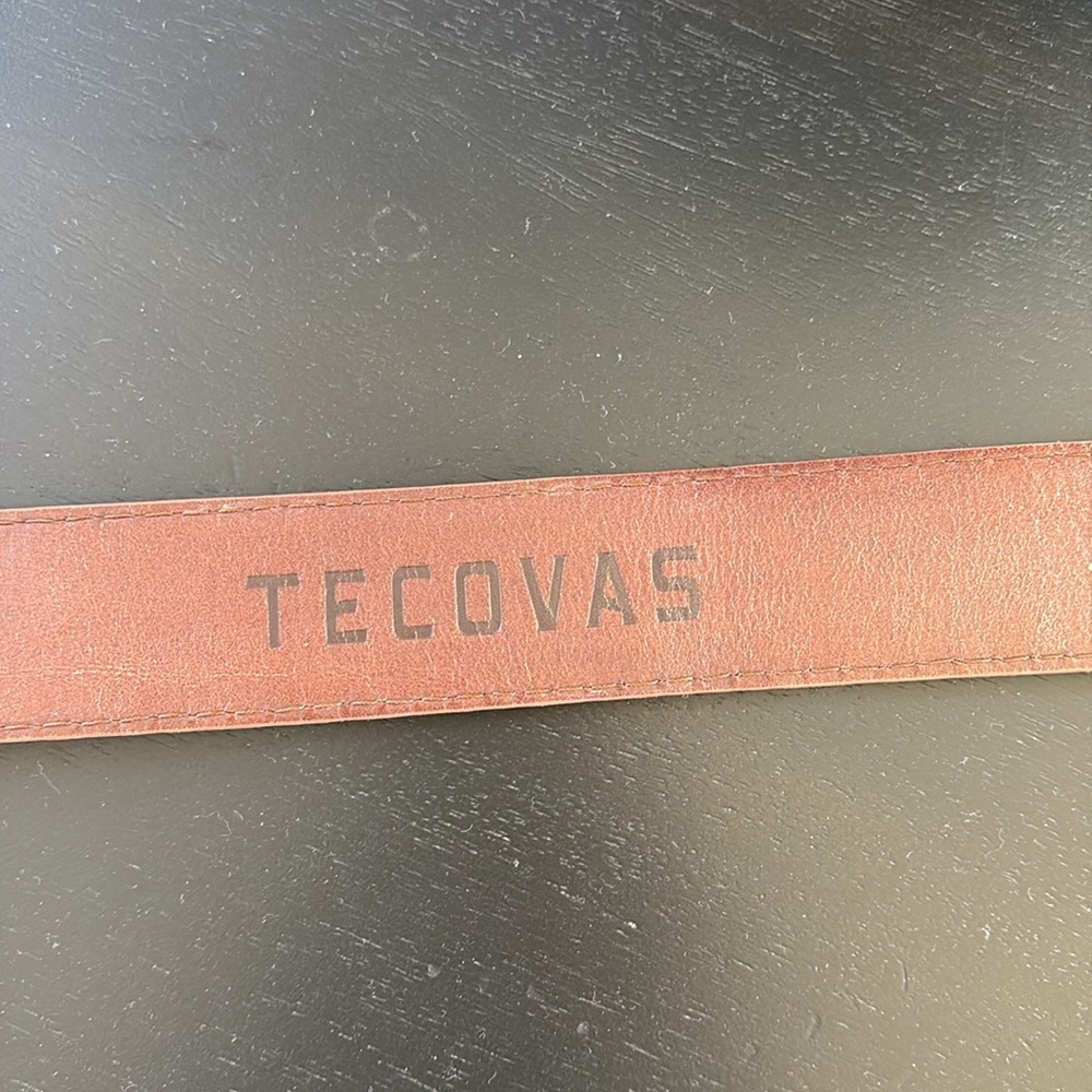 Tecovas ostrich Brown Leather Belt with Brass Buckle - Picture 10 of 16